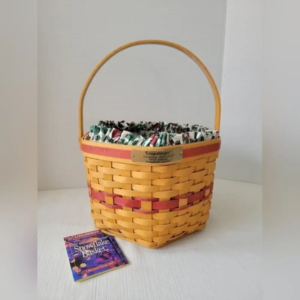 Longaberger 1997 Christmas Collection Snowflake‎ Basket with Protector and liner
